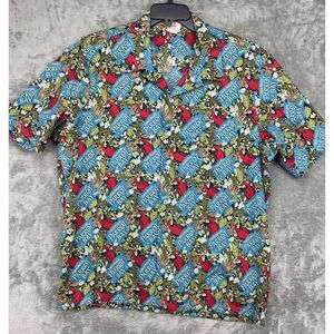 Vintage Captain Morgan  XL Camp Shirt‎ Parrot Bay Button Up Hawaiian USA Made